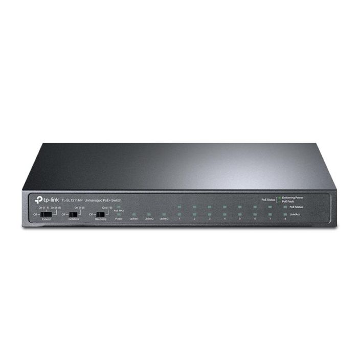 Комутатор TP-LINK TL-SL1311MP 8x1FE (8xPoE), 2xGE, 1xSFP, 124Вт, Некерований
