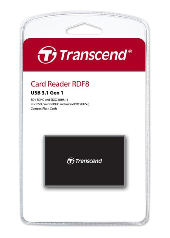 Кардрiдер Transcend USB 3.1 Type-A > microSD/SD/CF Чорний