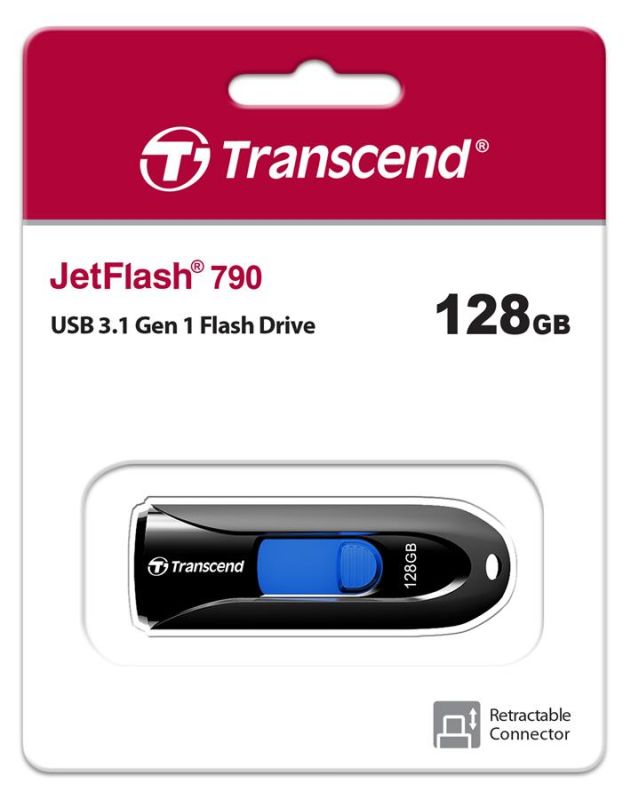 Накопичувач Transcend 128GB USB 3.1 Type-A JetFlash 790 Чорний