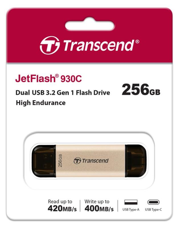 Накопичувач Transcend 256GB USB 3.2 Type-A + Type-C JetFlash 930 R420/W400MB/s Чорний