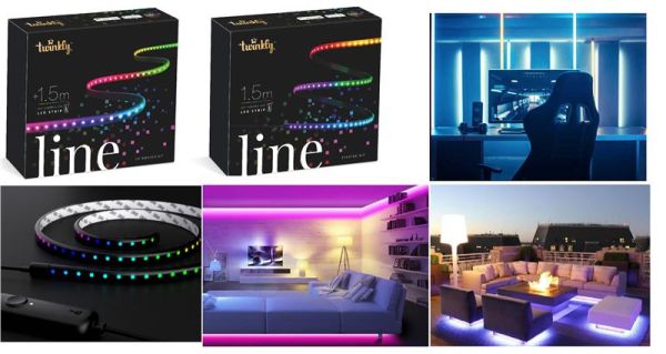 Стрічка Smart LED Twinkly Line RGB IP20 подовжувач TWL100STW-BEU 1.5м кабель чорний
