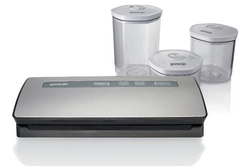 Вакууматор Gorenje для пакетів, 120Вт, 30см, електронне, +10 пакетів, метал, сірий