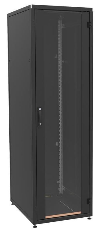 Шафа ZPAS 19", 42U, SZB IT, передні скляні двері, 600x1000 мм, максимально 1500кг, чорна