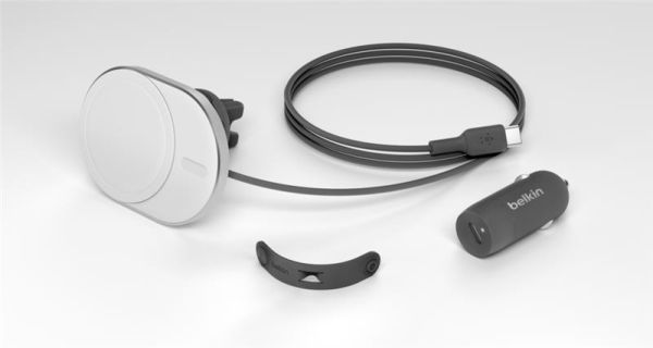 Автомобільний тримач смартфона Belkin Qi2 з бездротовою зарядкою (дефлектор) + USB-C 20Вт